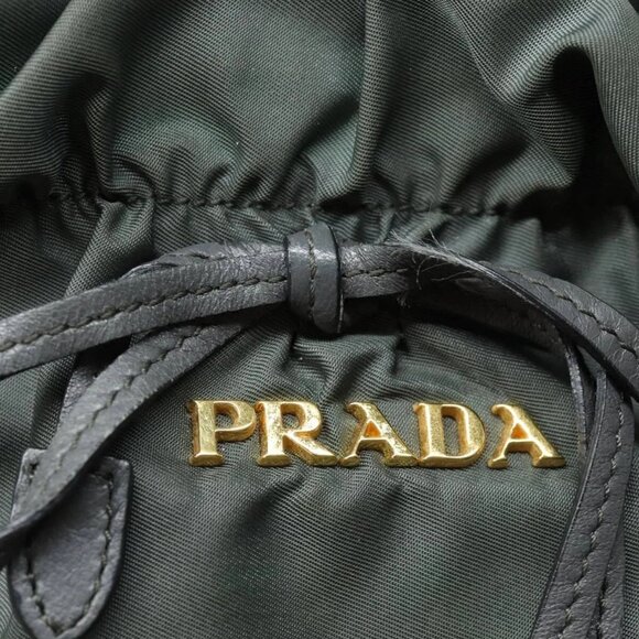 PRADA Hand Bag Nylon 2way Khaki Gold Auth - Picture 13 of 16